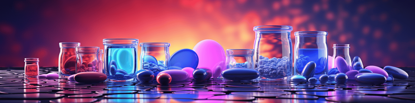 image of drug pills surrounding a glass of water symbolizing drug consumption