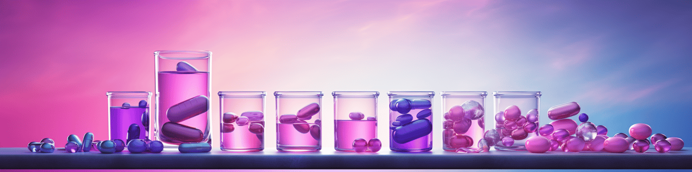 image of drug pills surrounding a glass of water symbolizing drug consumption