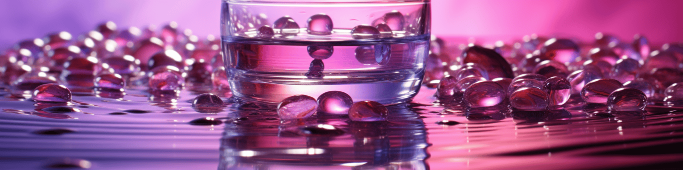image of drug pills surrounding a glass of water symbolizing drug consumption