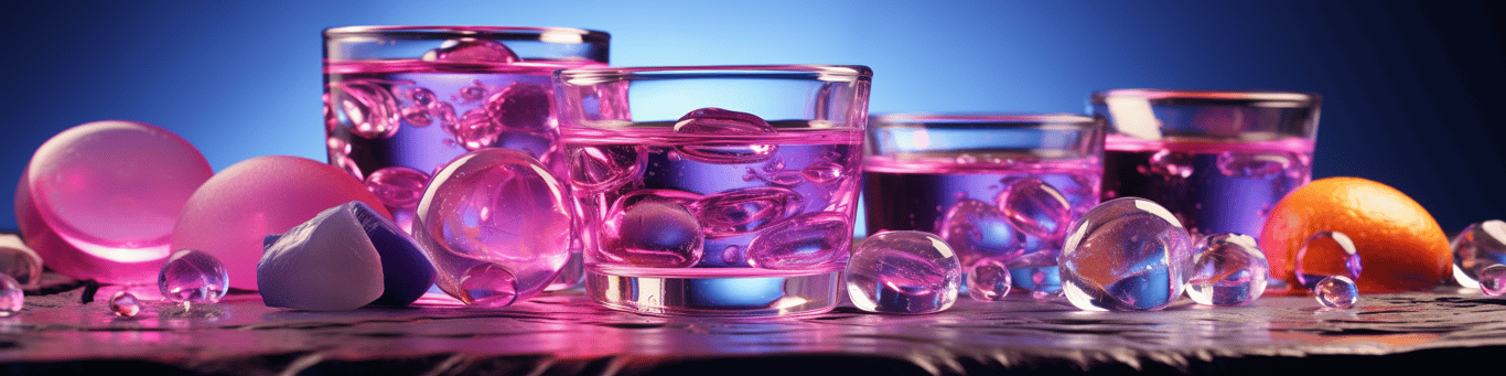 image of drug pills surrounding a glass of water symbolizing drug consumption