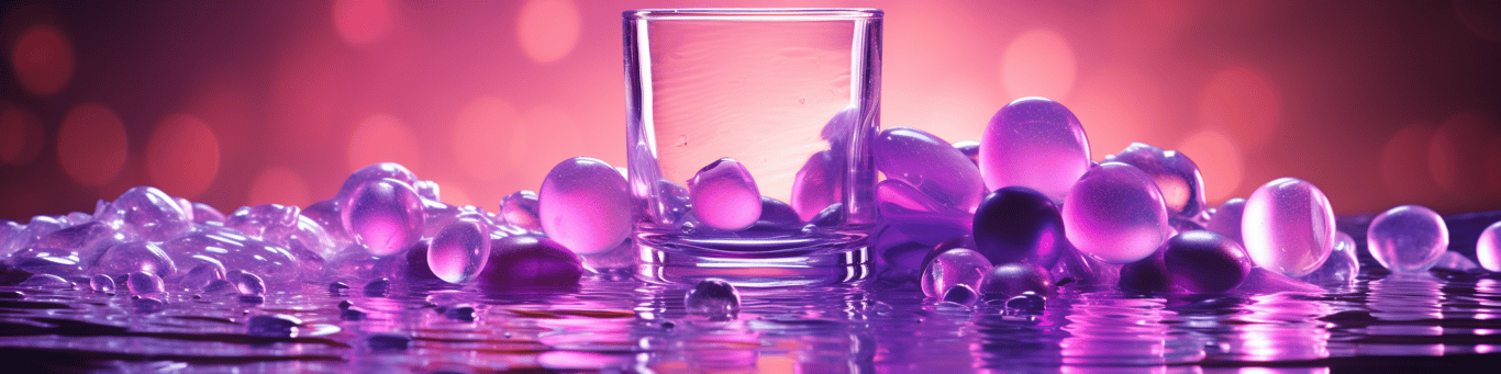 image of drug pills surrounding a glass of water symbolizing drug consumption
