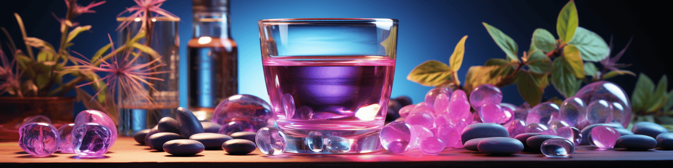 image of drug pills surrounding a glass of water symbolizing drug consumption