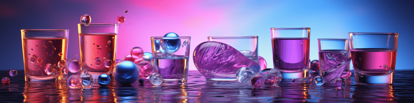 image of drug pills surrounding a glass of water symbolizing drug consumption