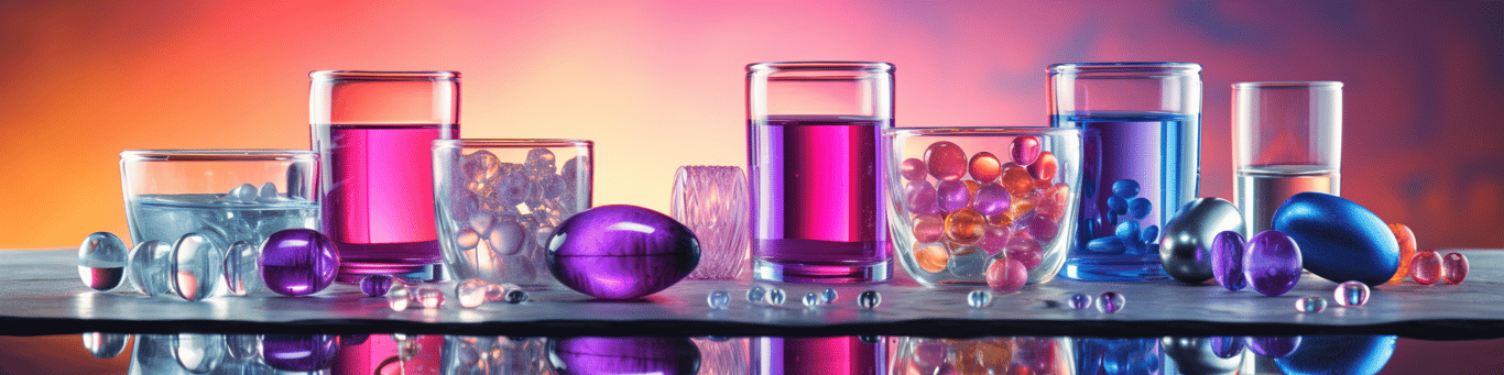 image of drug pills surrounding a glass of water symbolizing drug consumption