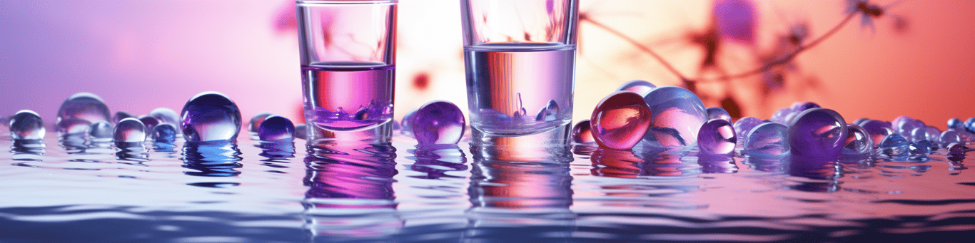 image of drug pills surrounding a glass of water symbolizing drug consumption