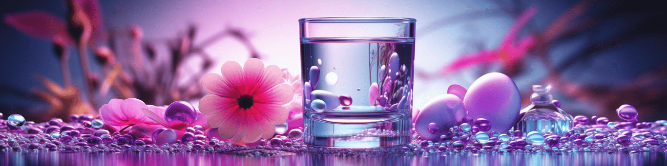image of drug pills surrounding a glass of water symbolizing drug consumption