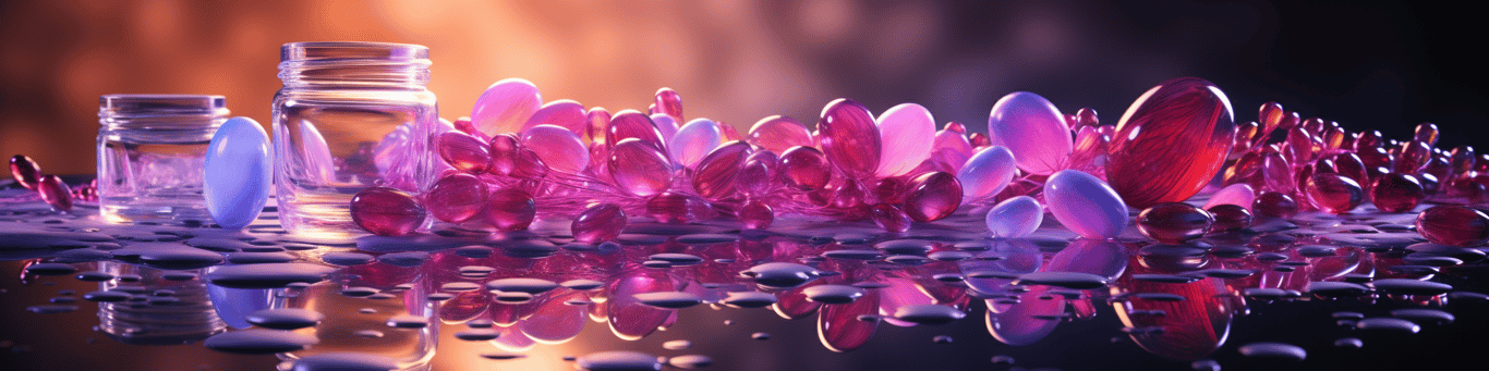 image of drug pills surrounding a glass of water symbolizing drug consumption