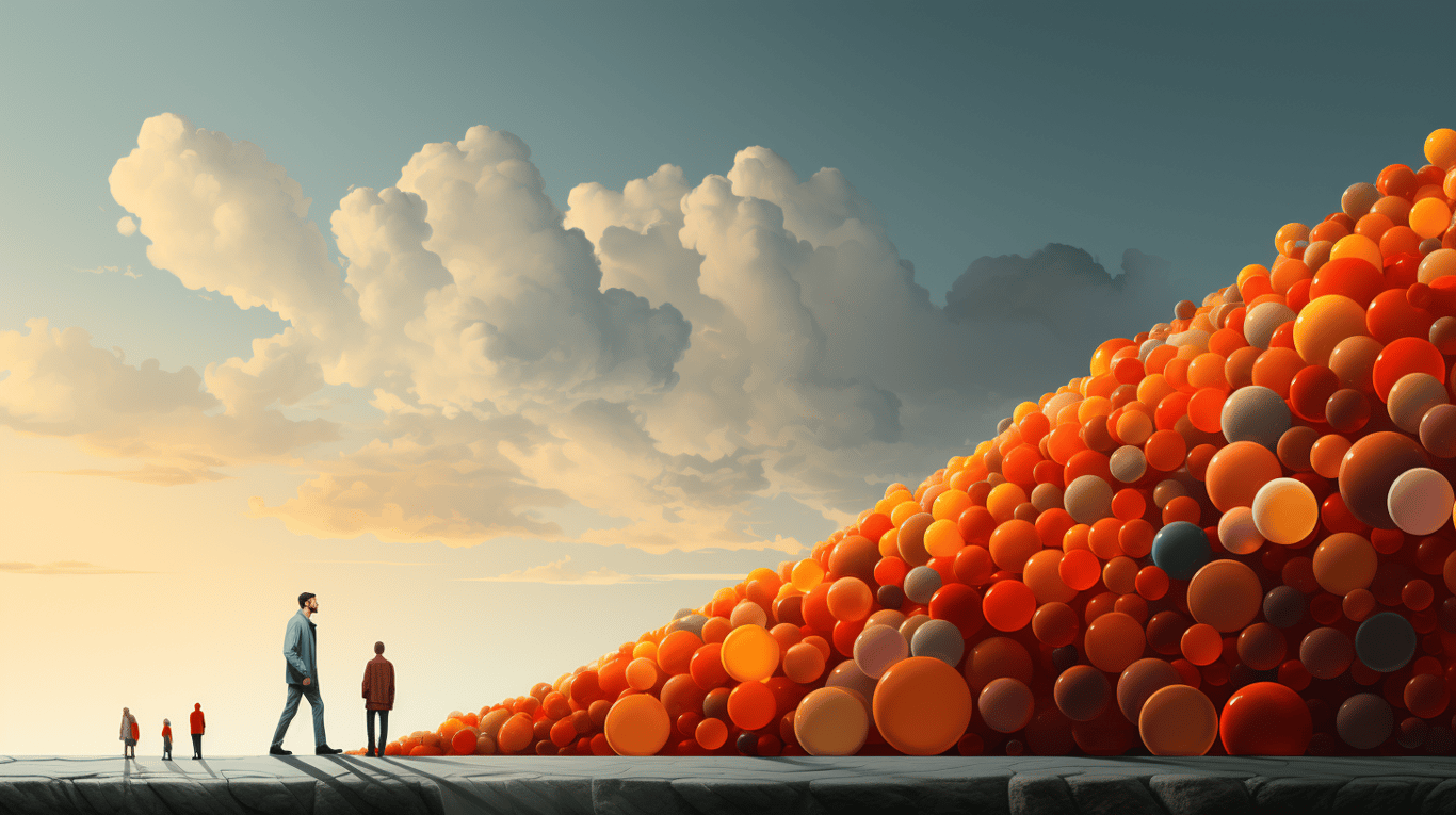 abstract image of a researcher studying a bottle of drug.