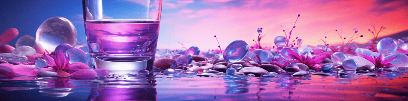 image of drug pills surrounding a glass of water symbolizing drug consumption