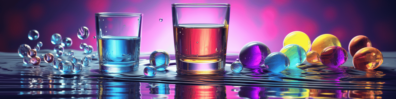 image of drug pills surrounding a glass of water symbolizing drug consumption