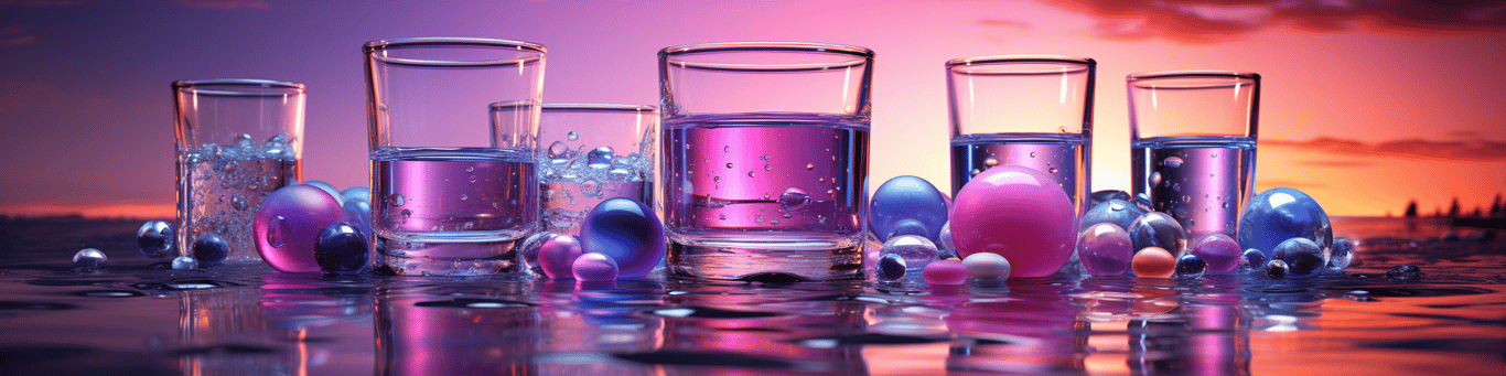 image of drug pills surrounding a glass of water symbolizing drug consumption
