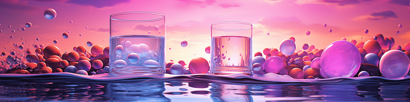 image of drug pills surrounding a glass of water symbolizing drug consumption