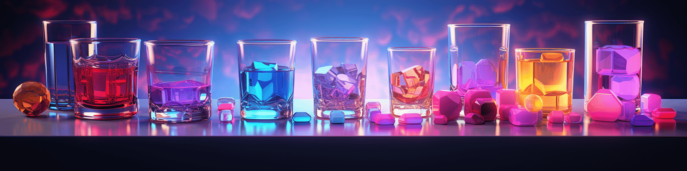 image of drug pills surrounding a glass of water symbolizing drug consumption