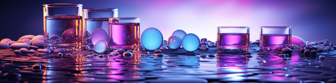 image of drug pills surrounding a glass of water symbolizing drug consumption