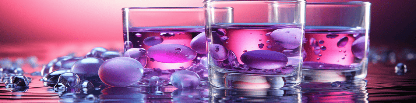 image of drug pills surrounding a glass of water symbolizing drug consumption