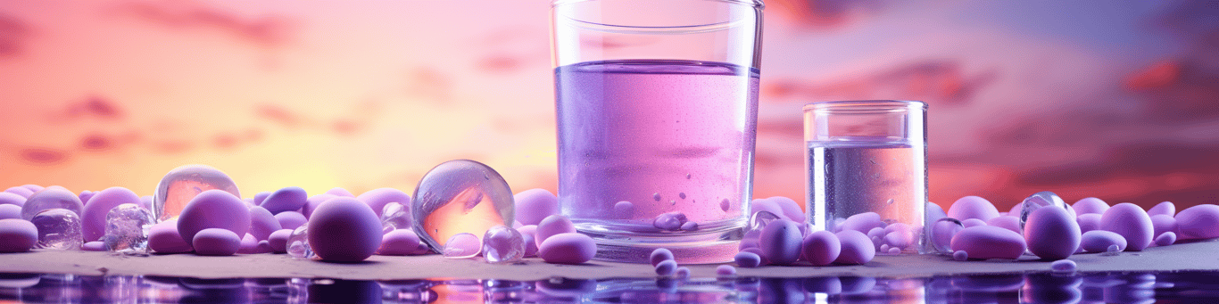 image of drug pills surrounding a glass of water symbolizing drug consumption