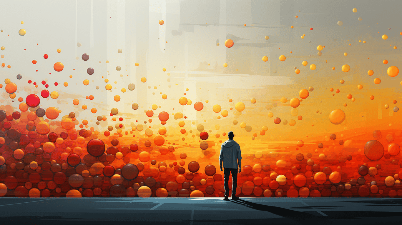 abstract image of a researcher studying a bottle of drug.