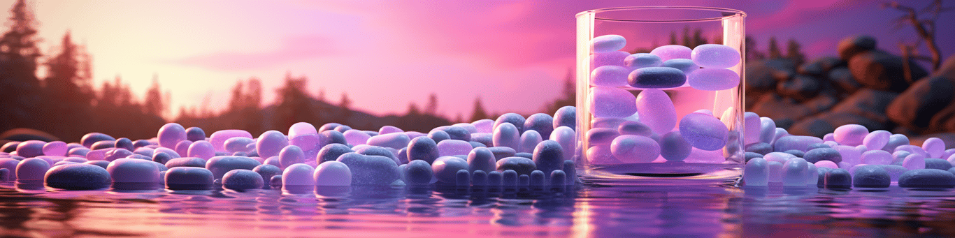 image of drug pills surrounding a glass of water symbolizing drug consumption