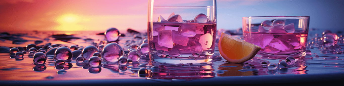 image of drug pills surrounding a glass of water symbolizing drug consumption