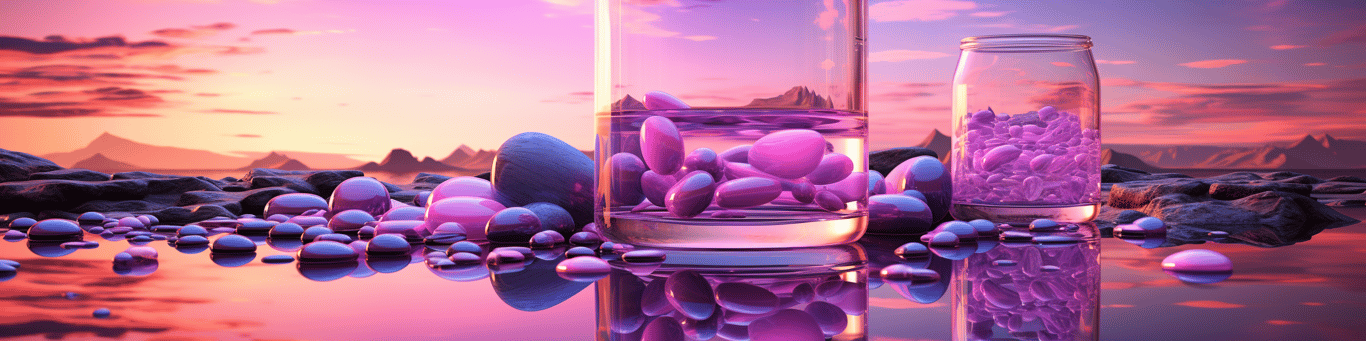 image of drug pills surrounding a glass of water symbolizing drug consumption