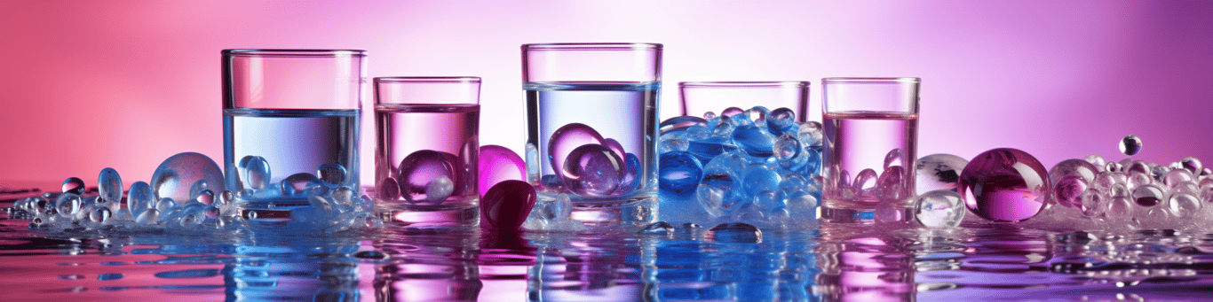image of drug pills surrounding a glass of water symbolizing drug consumption