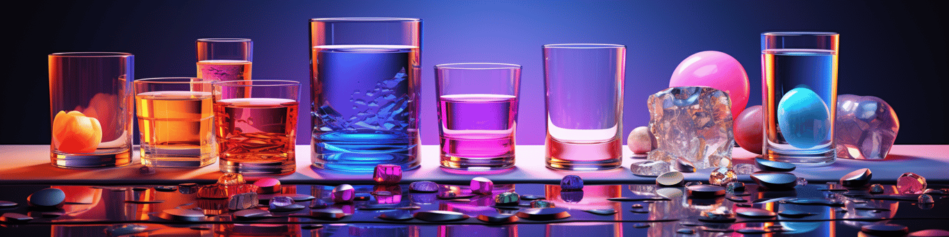 image of drug pills surrounding a glass of water symbolizing drug consumption