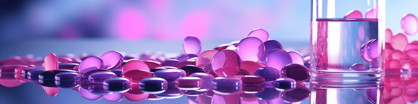 image of drug pills surrounding a glass of water symbolizing drug consumption