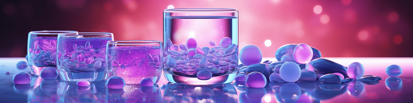 image of drug pills surrounding a glass of water symbolizing drug consumption
