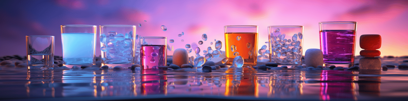 image of drug pills surrounding a glass of water symbolizing drug consumption