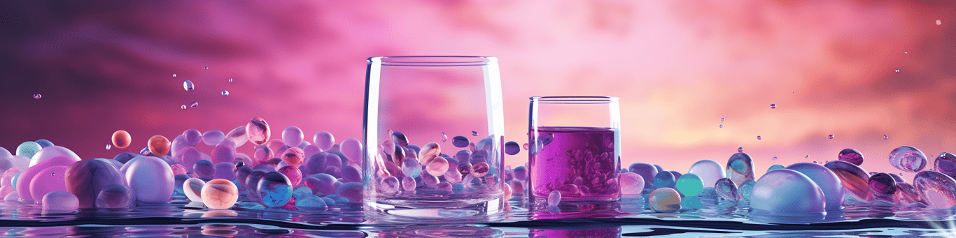 image of drug pills surrounding a glass of water symbolizing drug consumption