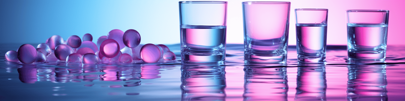 image of drug pills surrounding a glass of water symbolizing drug consumption