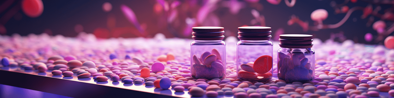 image of different drug pills on a surface