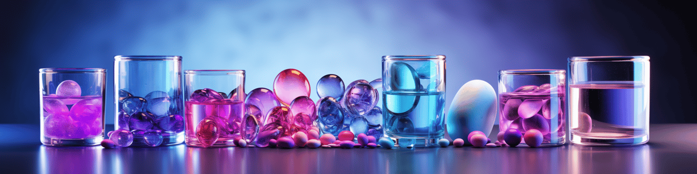 image of drug pills surrounding a glass of water symbolizing drug consumption