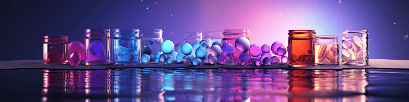 image of drug pills surrounding a glass of water symbolizing drug consumption