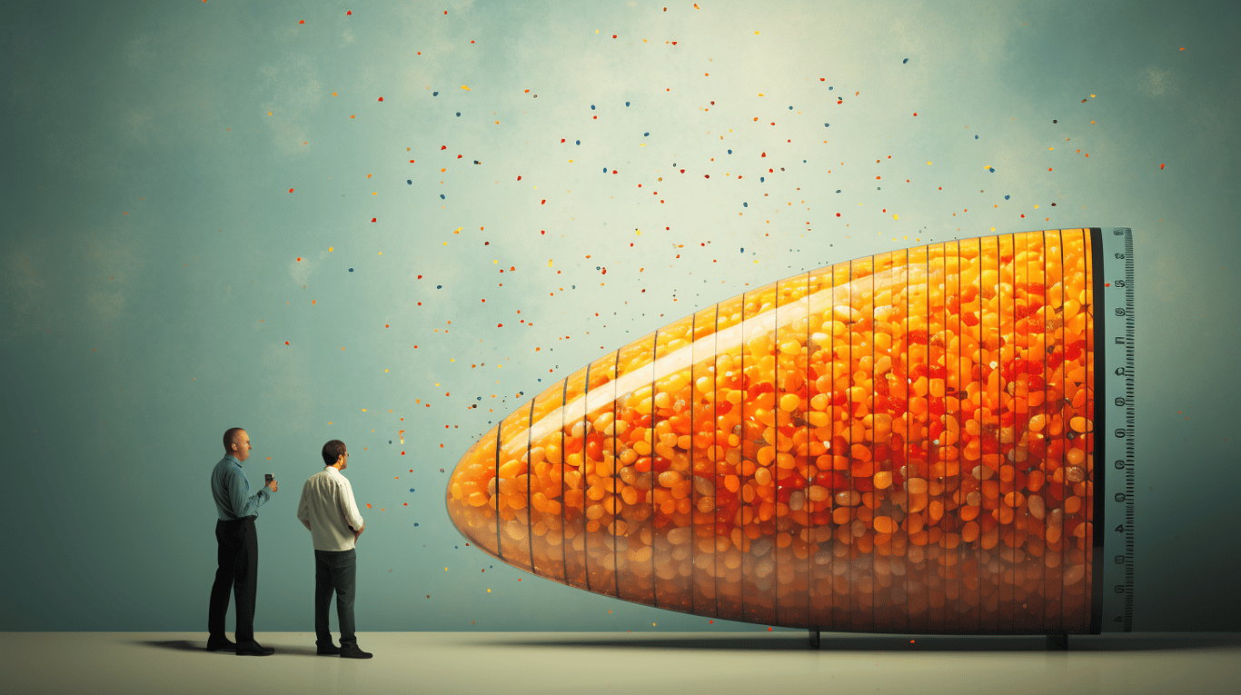 abstract image of a researcher studying a bottle of drug.