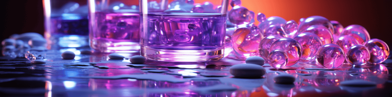 image of drug pills surrounding a glass of water symbolizing drug consumption