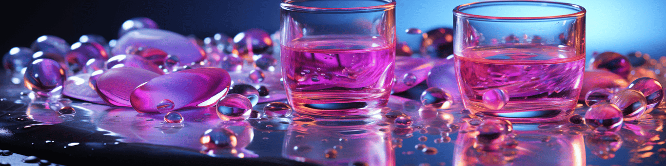 image of drug pills surrounding a glass of water symbolizing drug consumption