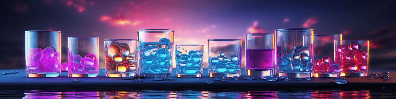 image of drug pills surrounding a glass of water symbolizing drug consumption