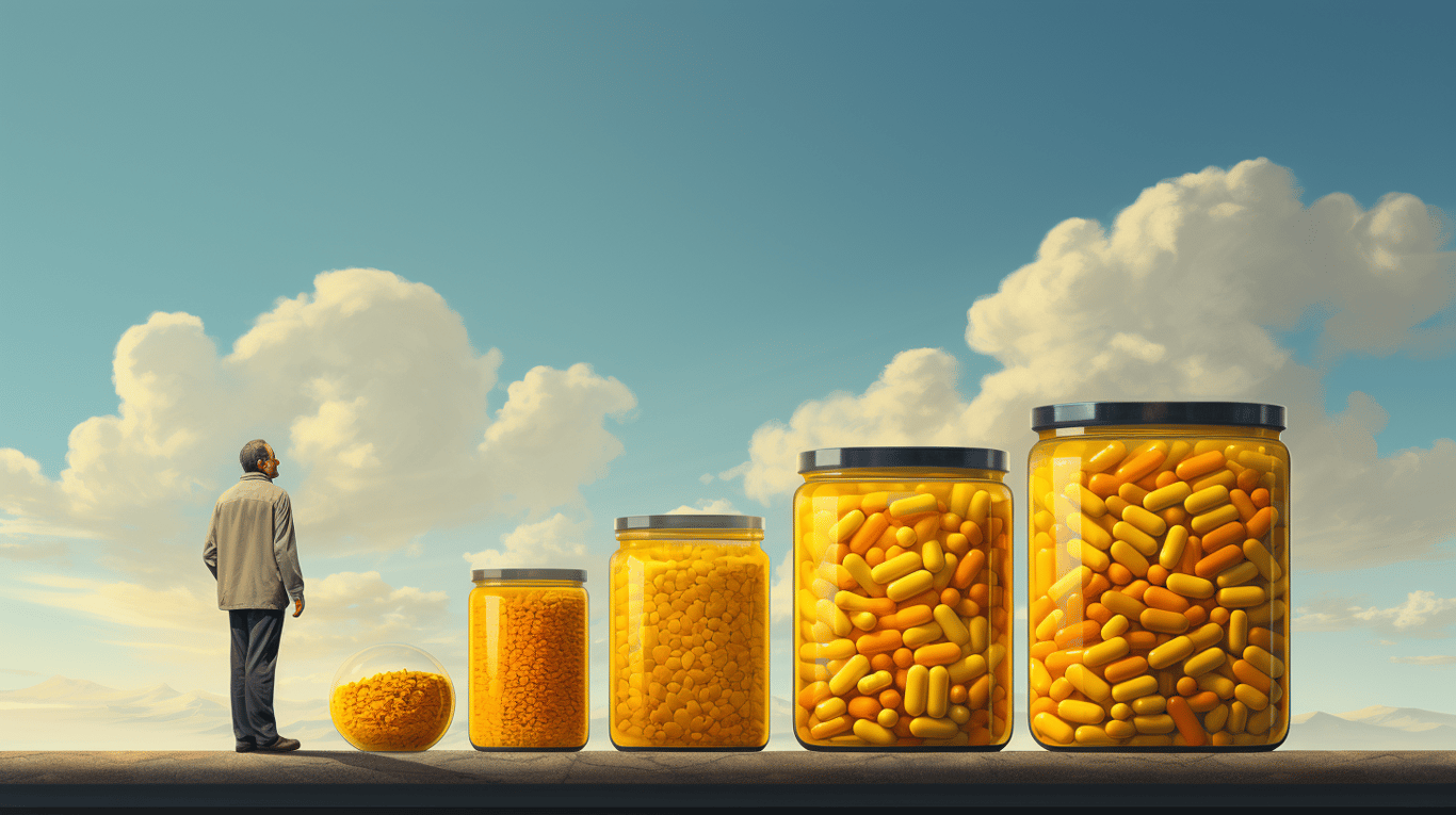 abstract image of a researcher studying a bottle of drug.