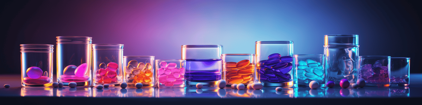 image of drug pills surrounding a glass of water symbolizing drug consumption