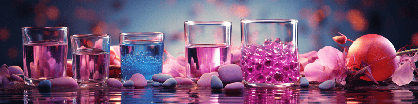 image of drug pills surrounding a glass of water symbolizing drug consumption