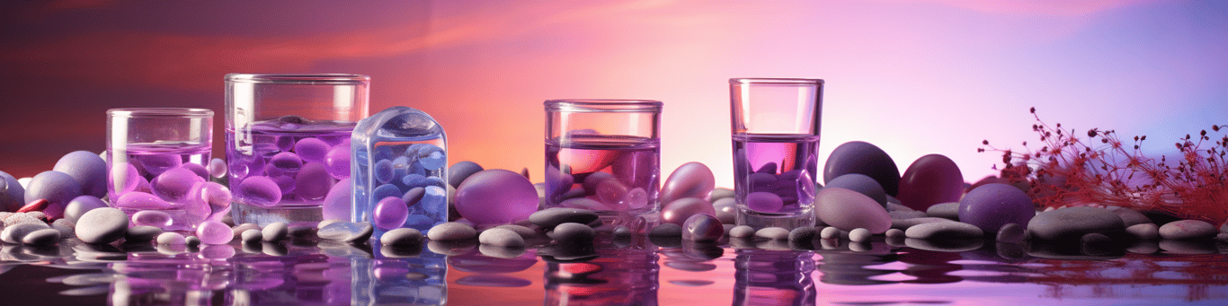 image of drug pills surrounding a glass of water symbolizing drug consumption