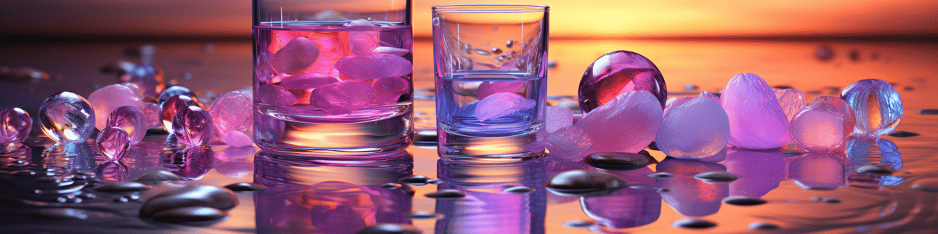 image of drug pills surrounding a glass of water symbolizing drug consumption