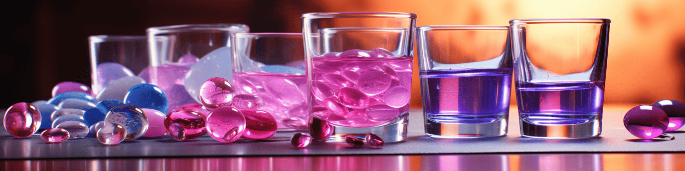 image of drug pills surrounding a glass of water symbolizing drug consumption