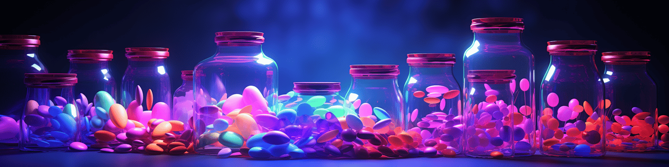 image of different drug pills on a surface