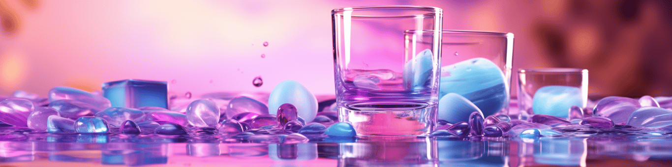 image of drug pills surrounding a glass of water symbolizing drug consumption