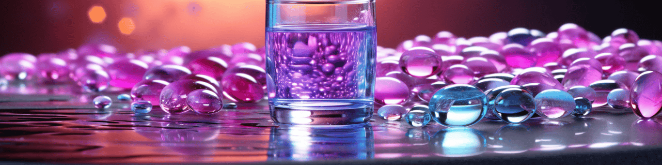 image of drug pills surrounding a glass of water symbolizing drug consumption