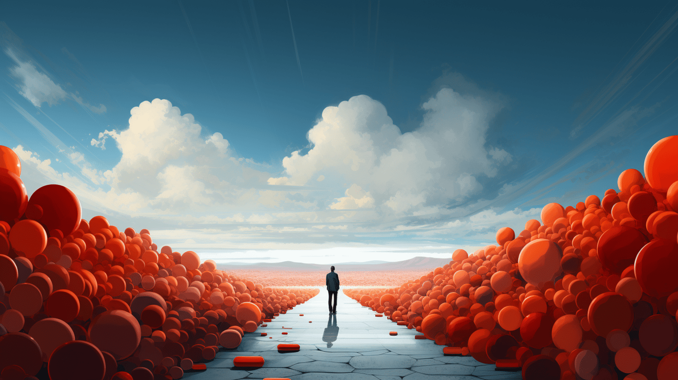 abstract image of a researcher studying a bottle of drug.