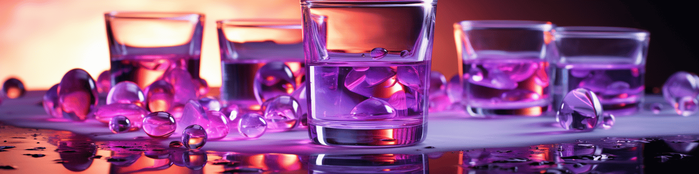 image of drug pills surrounding a glass of water symbolizing drug consumption