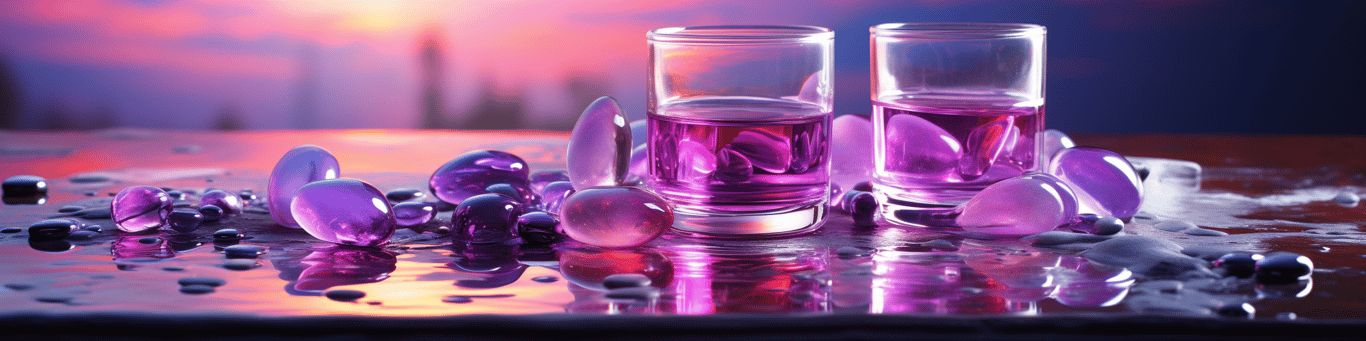 image of drug pills surrounding a glass of water symbolizing drug consumption